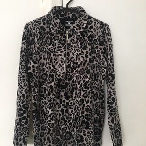 Jones New York leopard print half zip sweater size small
